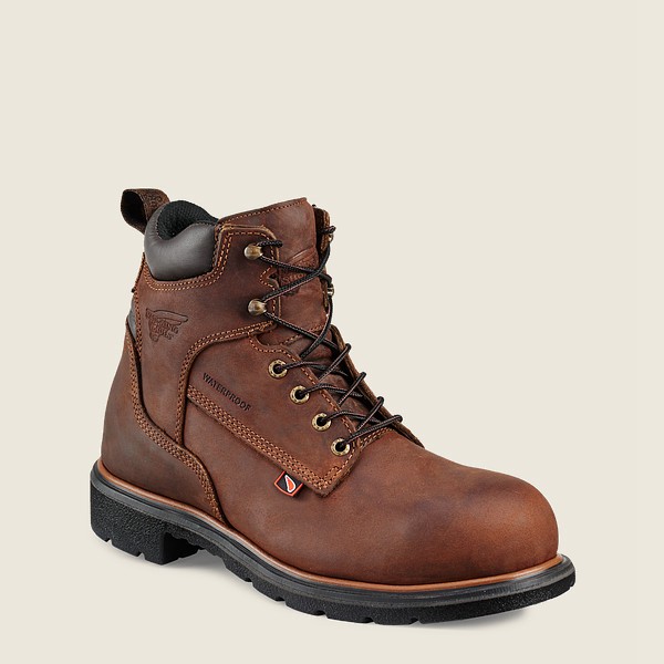 Red Wing Work Boots Brown - Mens Dynaforce® - 6-inch Waterproof Soft Toe - 8725-ISFZR